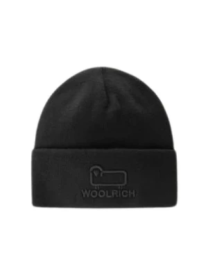 Czarna Wełniana Czapka Beanie z Logo Woolrich