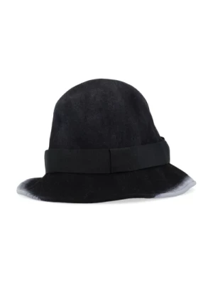 Czarna wełniana czapka z szarymi detalami Comme des Garçons