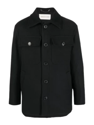 Czarna wełniana koszulowa kurtka Dries Van Noten