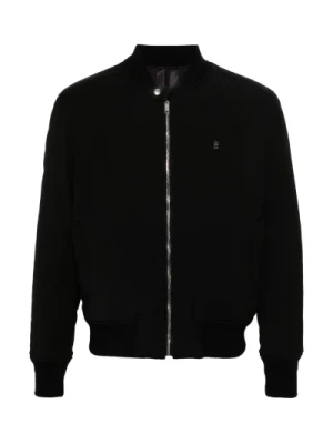Czarna wełniana kurtka z nadrukiem logo 4G Givenchy