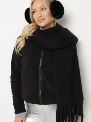 Czarna Welurowa Bluza Polar na Suwak Asiyana