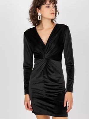 Czarna welurowa sukienka koktajlowa o długości mini RUE PARIS