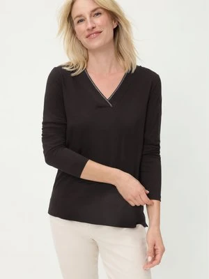 Czarna wiskozowa bluzka damska Hannah z dekoltem V – Liaison en Vogue Olsen