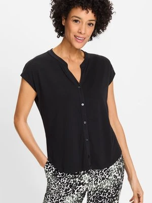 Czarna wiskozowa koszula damska z krótkim rękawem – Urban Jungle Olsen