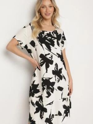 Czarna Wiskozowa Sukienka w Kwiatowy Wzór Emitine cflo