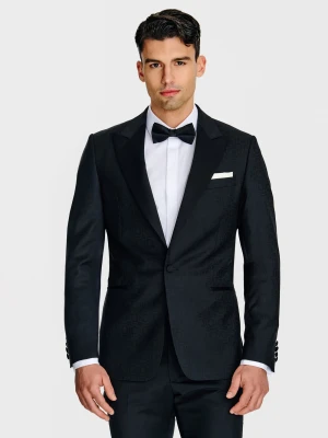 Czarna żakardowa marynarka smokingowa Pako Lorente