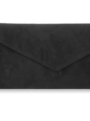 Czarna zamszowa skórzana włoska damska kopertówka torebka wieczorowa koktajlowa czarny Merg