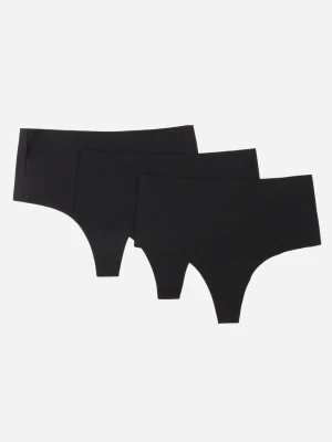 Czarne 3-Pack Majtki Bezszwowe Typu Stringi High Waist Cinossa Love Magnolia