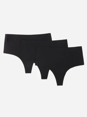 Czarne 3-Pack Majtki Stringi z Wysokim Stanem o Bezszwowym Wykończeniu Zerissa Love Magnolia