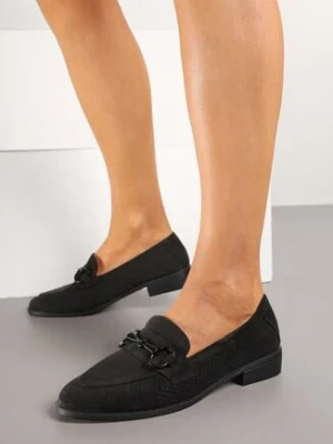 Czarne Ażurowe Mokasyny Vices ze Skórzaną Wkładką Felastra