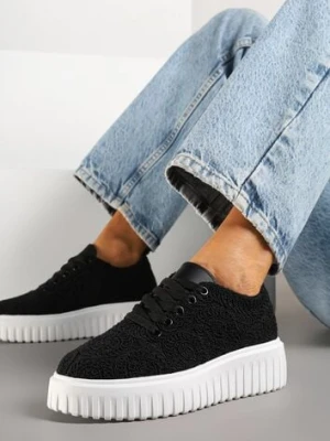 Czarne Ażurowe Sneakersy na Platformie Ellisara