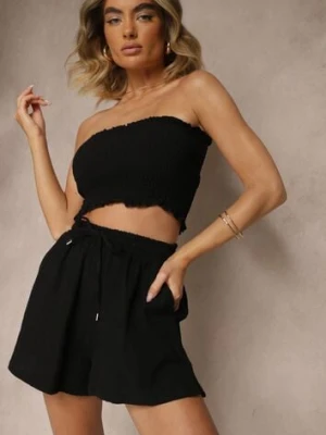 Czarne Ażurowe Szorty z Bawełny Nevorene metro five