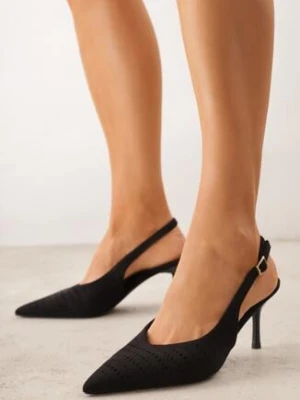 Czarne Ażurowe Szpilki z Odkrytą Cholewką Chasianna marquiiz