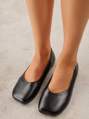 Czarne Balerinki Eleganckie ze Ściętym Noskiem Kwadratowym Gadapa Givana
