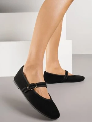 Czarne Balerinki Mary Jane z Klamrą Zaurg