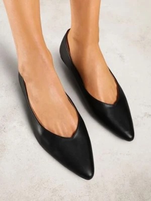 Czarne Balerinki Vices Ozdobione Migdałowym Noskiem Neoranea