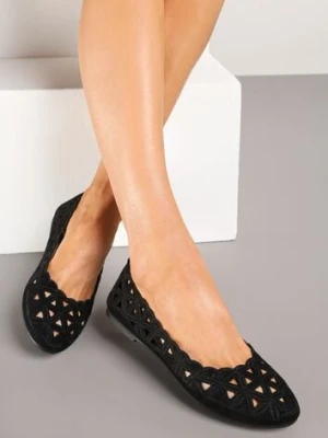 Czarne Balerinki Vices z Ażurowymi Wycięciami Naneria