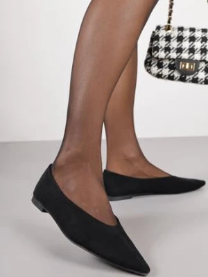 Czarne Balerinki Vices ze Szpiczastym Noskiem Cariette