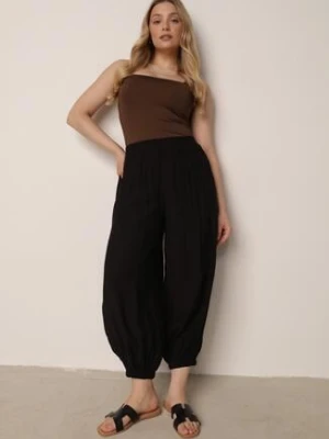 Czarne Baloniaste Spodnie z Wysokim Stanem w Stylu Casual Lilanya melya by melody