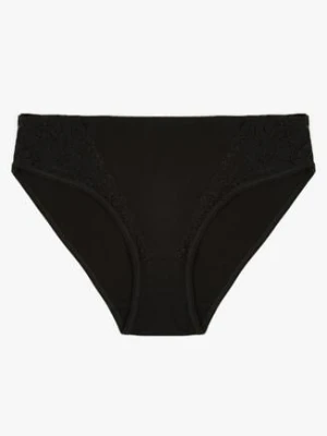 Czarne Bawełniane Majtki Figi Zdobione Koronką Erpolia han