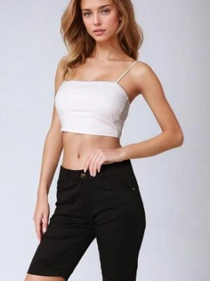 Czarne Bawełniane Szorty Bermudy z Wysokim Stanem Vimereia