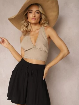 Czarne Bawełniane Szorty o Luźnym Kroju z Wysokim Stanem i Gumką w Talii Sibella christy