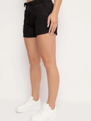 Czarne Bawełniane Szorty z Gumką w Talii Cazorea