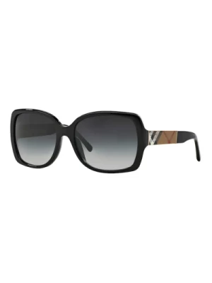 Czarne Beżowe Wzorzyste Okulary Przeciwsłoneczne Burberry