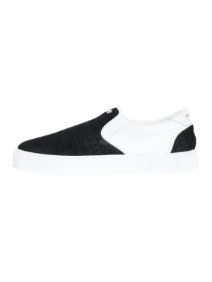 Czarne Białe Slip-On Sneakers Hide&Jack