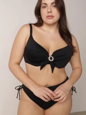 Czarne Bikini Biustonosz z Cyrkoniami i Majtki Typu Figi Dorirose swest