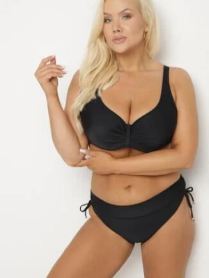Czarne Bikini Biustonosz z Marszczeniem i Majtki Figi ze Ściągaczami Sarimine rosse line
