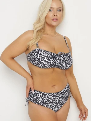 Czarne Bikini Biustonosz z Wiązaniem i Majtki Figi ze Ściągaczami Uloselia Rosse Line