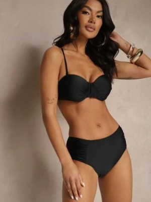 Czarne Bikini Figi i Usztywniany Biustonosz z Marszczeniem Vintelle rosse line
