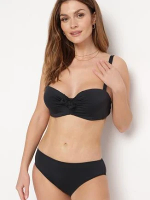 Czarne Bikini Strój Kąpielowy Dwuczęściowy Biustonosz z Supełkiem i Figi Carinela