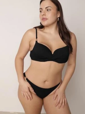 Czarne Bikini z Marszczonym Biustonoszem i Figami Kąpielowymi z Cyrkoniami Kaliasa swest