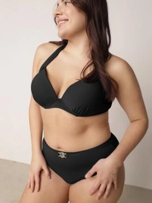 Czarne Bikini z Wiązanym Biustonoszem i Figami Kąpielowymi z Wysokim Stanem Kalisea swest