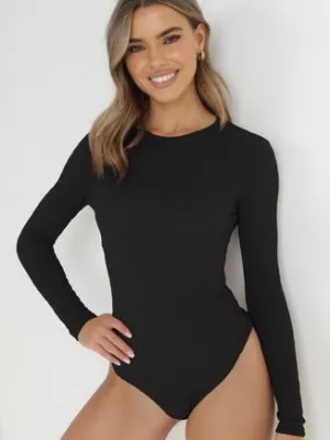 Czarne Body Ażurowe z Długim Rękawem Sedellel by swan