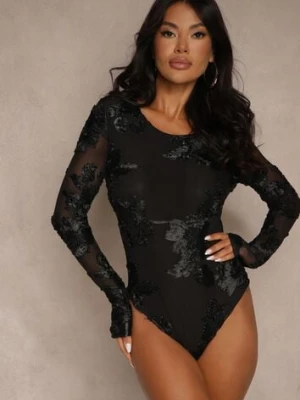 Czarne Body z Koronki z Transparentnymi Rękawami Esalinda bisou's project