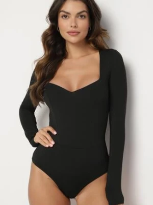 Czarne Body z Wiskozą i Kwadratowym Dekoltem Labiene by swan