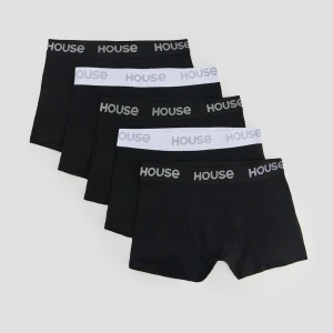 Czarne bokserki 5-pak z logowaną taśmą House