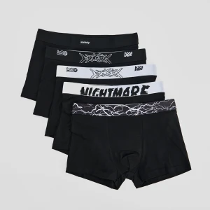 Czarne bokserki 5-pak z nadrukami na taśmach House