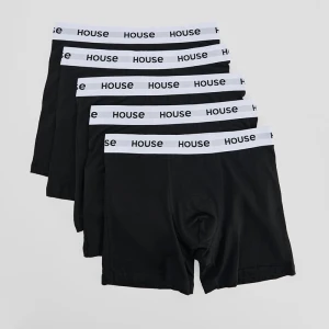 Czarne bokserki long z logowaną taśmą 5-pak House