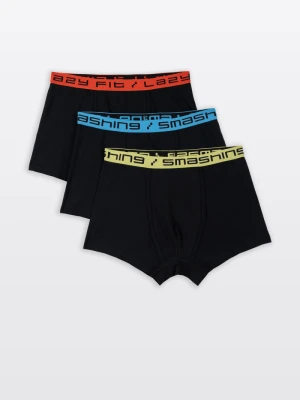 Czarne bokserki z kolorową gumą 3-PAK Reporter
