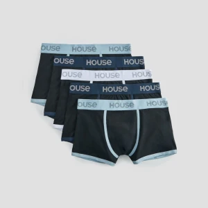 Czarne bokserki z kontrastowymi lamówkami 5-pak House