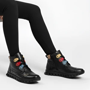 Czarne Botki Armodo Skórzane Buty Damskie