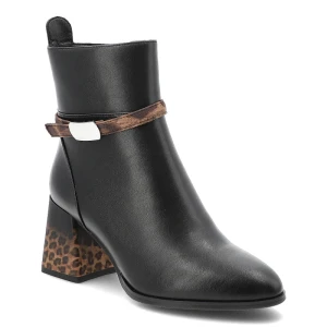 Czarne Botki Artiker Eleganckie Obuwie Damskie Na Obcasie