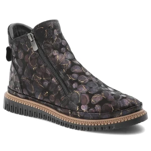 Czarne Botki Artiker Wzorzyste Obuwie Damskie