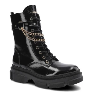 Czarne Botki Chebello Damskie Stylowe Obuwie