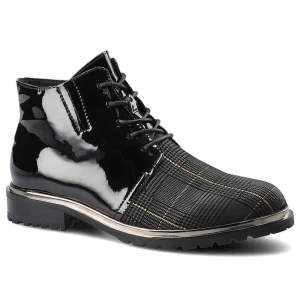 Czarne Botki Damskie Artiker Modne Buty Ocieplane