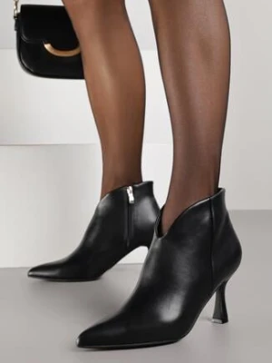 Czarne Botki do Kostki na Klepsydrowym Obcasie z Noskiem w Szpic Siccene bellucci